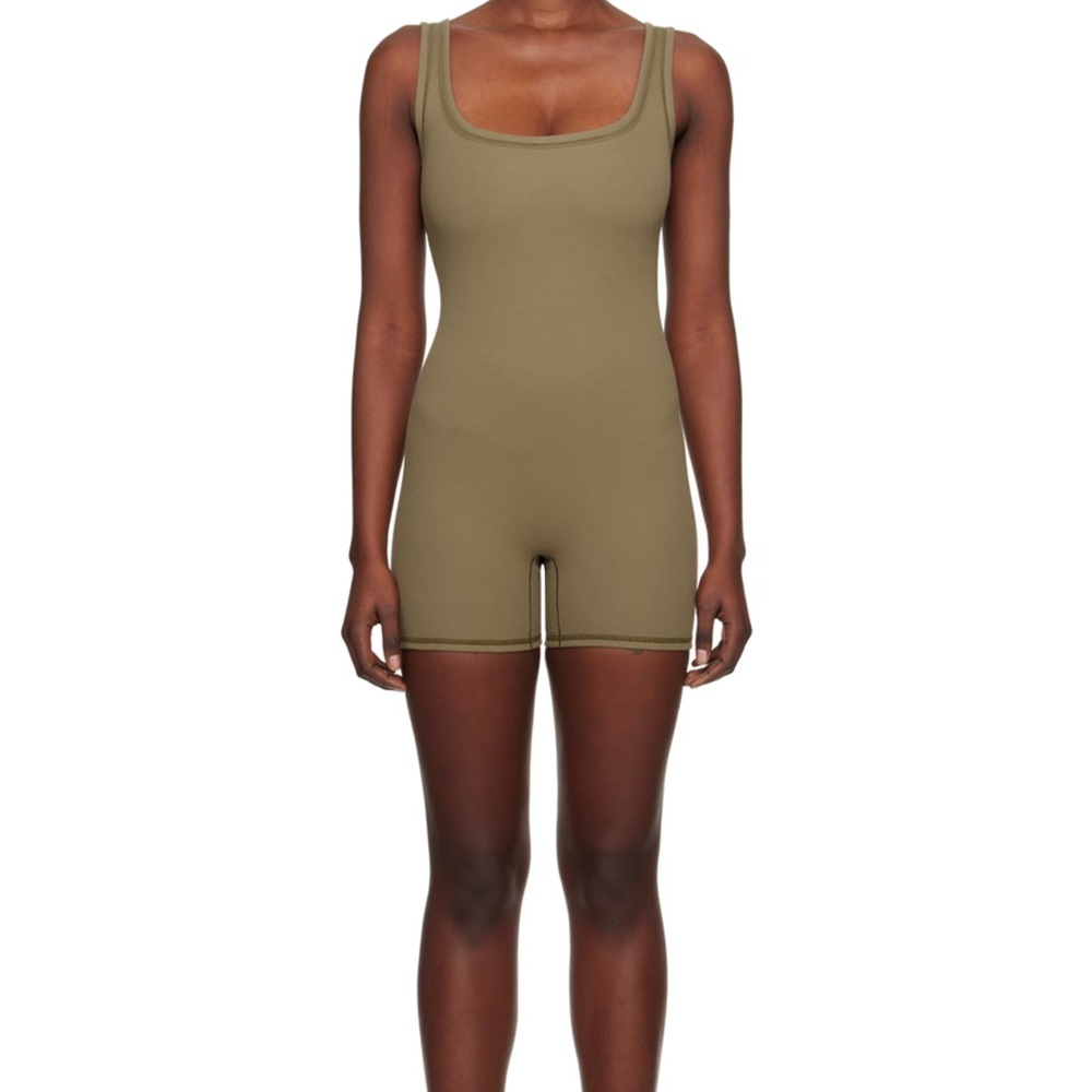 SKIMS Cotton Rib Onesie Army Green